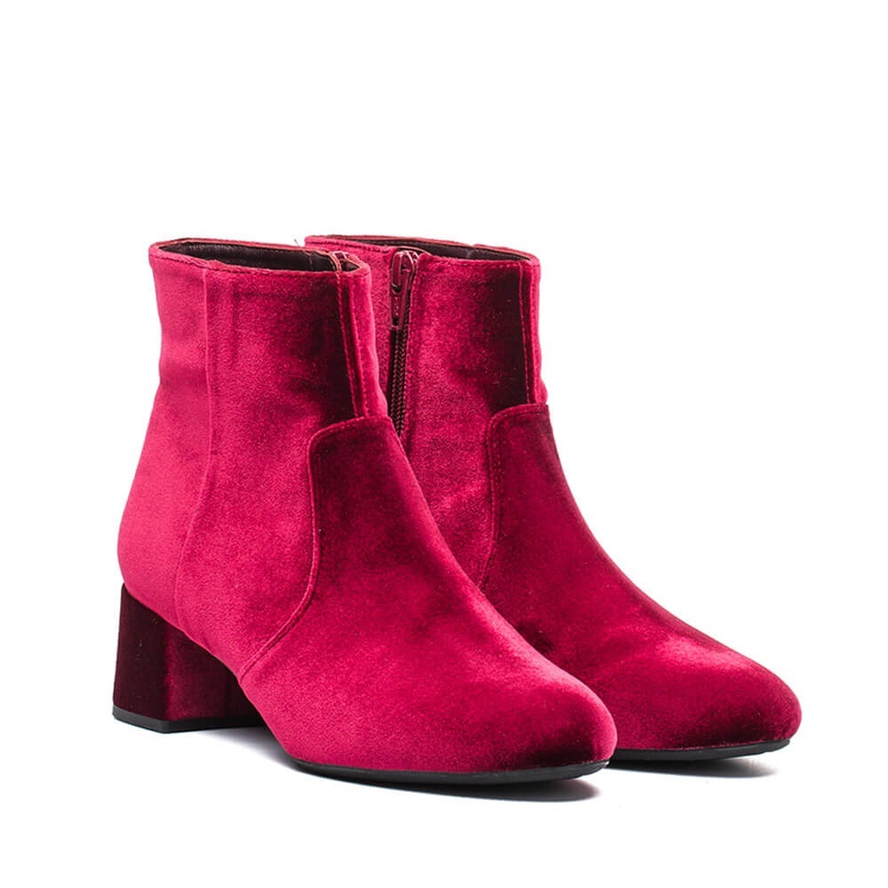 Almost new velvet square heel bootie